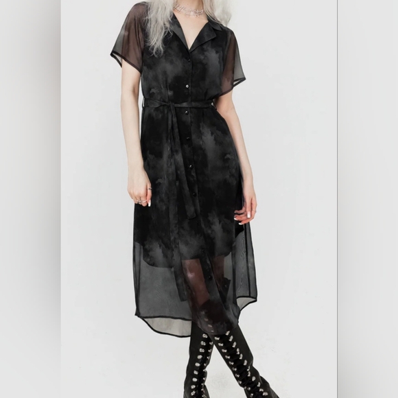 Disturbia Black Sheer High Low Dress - Picture 1 of 6